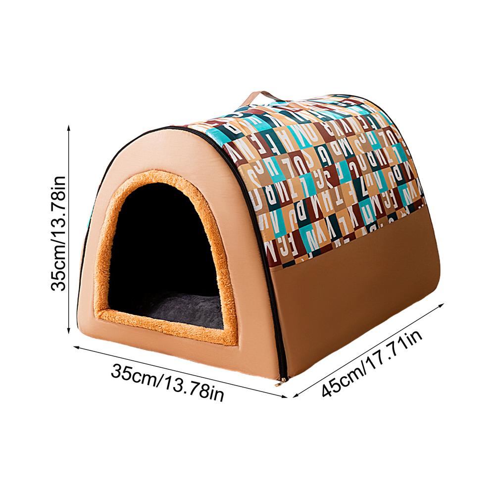 

Собачья будка для дома, эластичный коврик, складная собачья будка, пещера для щенков, теплый мягкий матрас для собачьего домика, кошачий диван, теплая спальная кровать M коричневый
