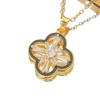 Light Luxury Full Diamond Four-leaf Flower Necklace for Women's Popular High-end Collarbone Chain Gift