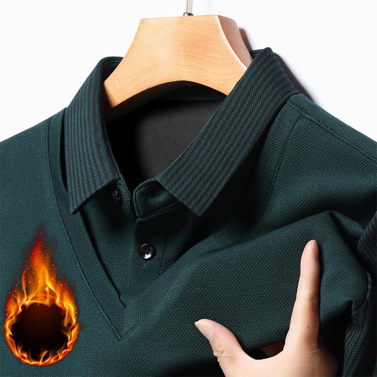 

Men s Winter Plus Velvet Thick Warm Two-Piece Knit Sweater with Shirt Collar XL (135-145 jin)