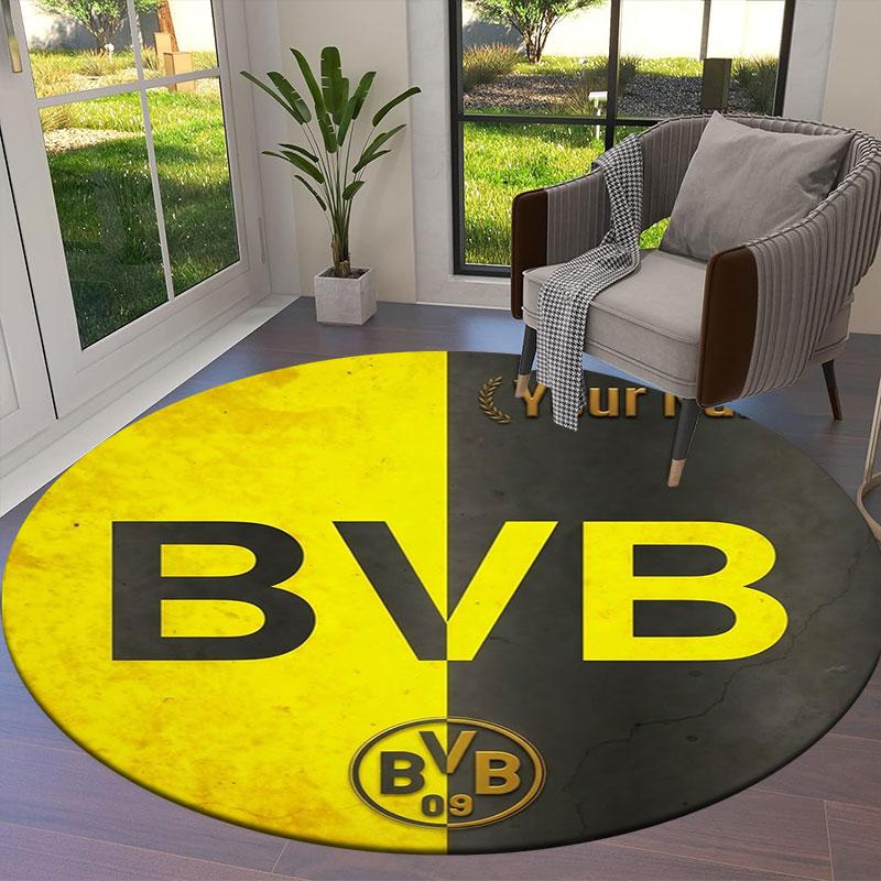 Borussia Custom Name Round Area Rug,Carpet Rug for Living Room Bedroom Sofa Playroom Decor,Non-slip Floor Mat