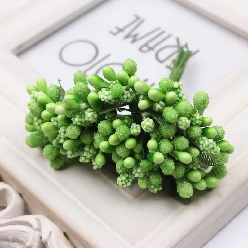 12 STK/Parti Kunstig Blomst Små Bær Pollenbærer Stilk av Ståltråd/Bryllupsblader DIY Krans Roser Kunstig Blomst