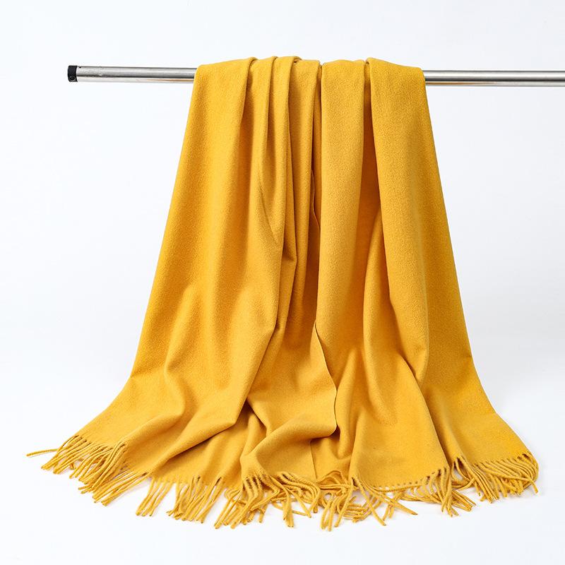 Wool Scarf Women's Winter Korean Style Thickened Warm Solid Color Scarf Shawl High End Versatile Cashmere Scarf