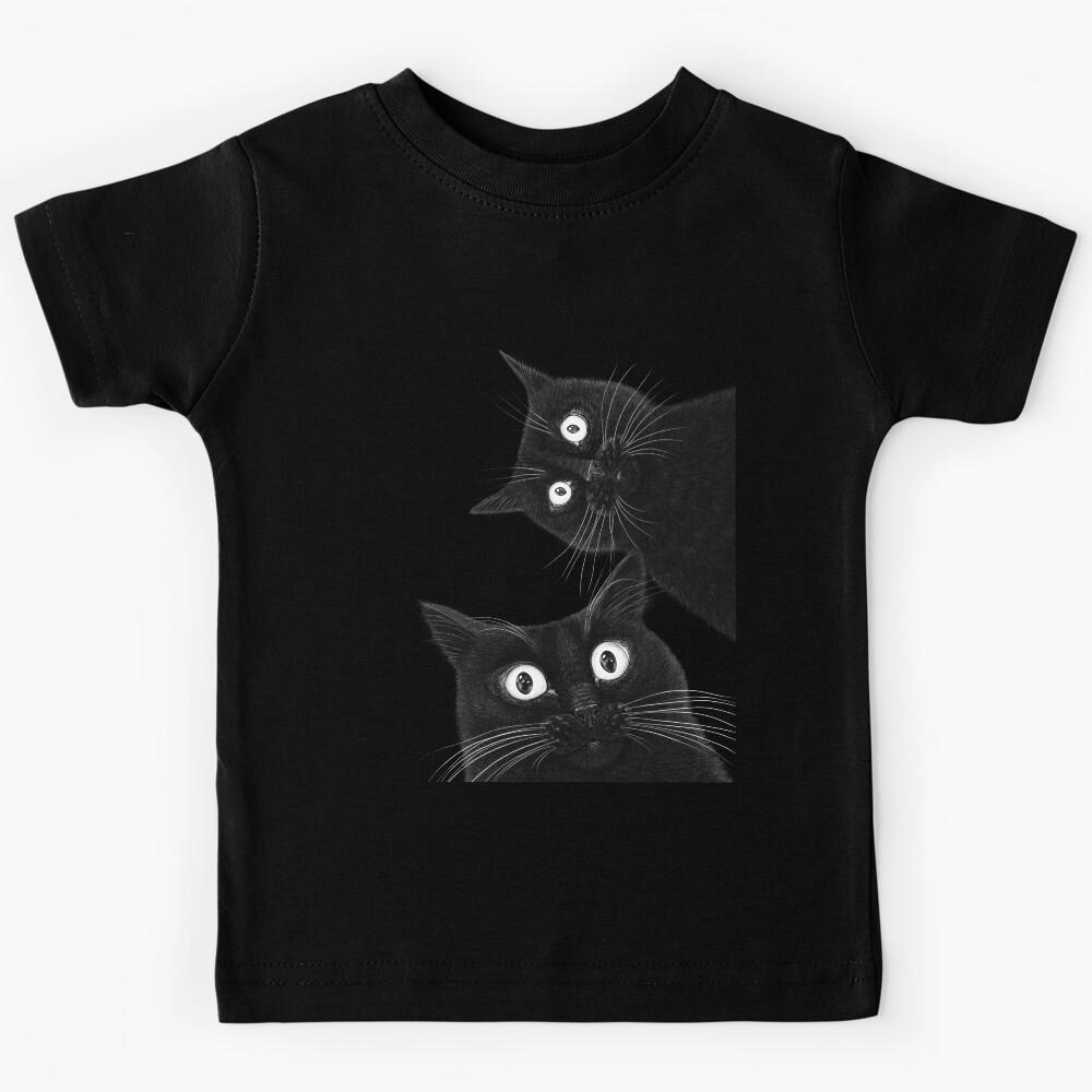 Two black cats on black Kids T-Shirt 170