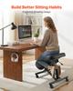 Ergonomic Kneeling Chair with Wheels, Mobile X-Shaped Posture Knee Chair with Adjustable Height & Thick Foam Cushions, Natural Relief for Neck or Back