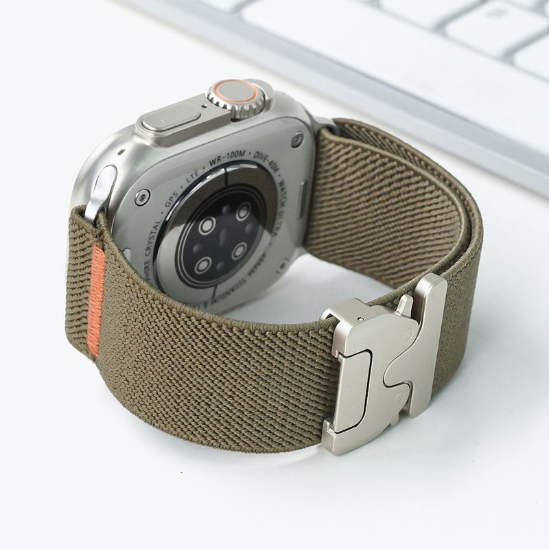 

Parachute Buckle Parka Strap IWatch Elastic Knitting Loop Apple Watch S10/9/8/7/Se/Ultra Nylon Breathable Men s and Women s Sports Wrist Strap Summer Army Green For 38mm dial-iwatch1/2/3 generation