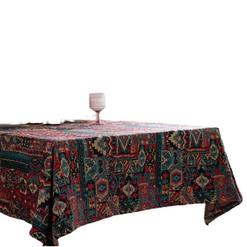 Table Cloth American Colored Jacquard Tablecloth with Double-sided Pattern Thick Tablecloth Geometric Bohemian Style