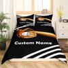 Custom Name Soccer Duvet Cover for Boys Teens Blue Flame Soccer Bedding Set Personalized Sports Comforter Cover Bedroom Decor