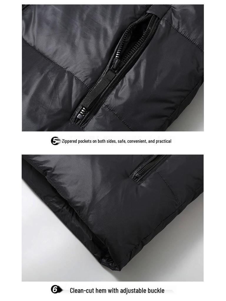 Black Gold Hooded Men's Goose Down Jacket - Thickened, Warm, Cold-Proof Winter Coat