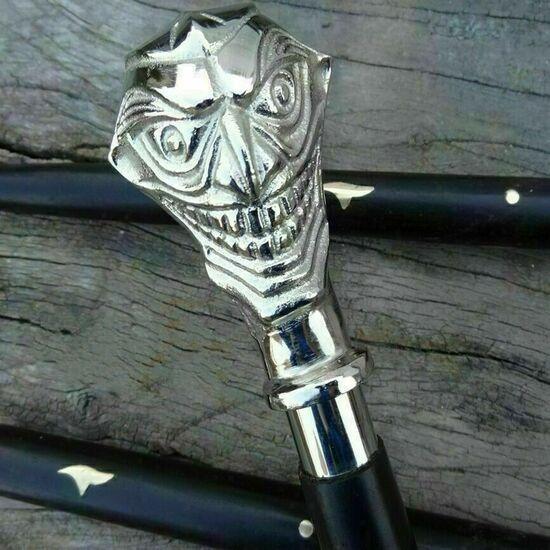 Cane Wooden Vintage Antique Walking Walking Stick Silver Brass Swan Handle Gift