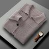 Men'S 100 Pure Wool Knitted Cardigan Lapel Button-Down Sweater Loose Plus Size Business High-End Jacket Trendy