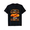 Black T Shirt with Schnitzel Graphic And German Text for Food Lovers Casual Wear