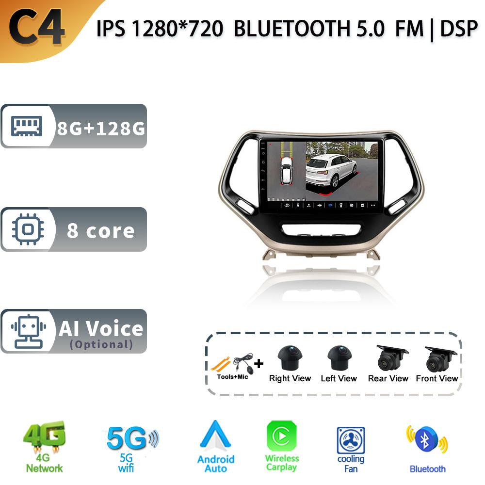 Android13 For Jeep Cherokee 5 KL 2014 - 2018 Multimedia Navigation GPS 4G WIFI Auto Radio Player Car Stereo Carplay Radio Screen