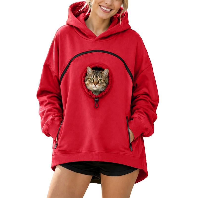 Womens Winter Fleece Hooded Sweatshirt Long Sleeve Zipper Warm Loose Fit Streetwear Casual Top