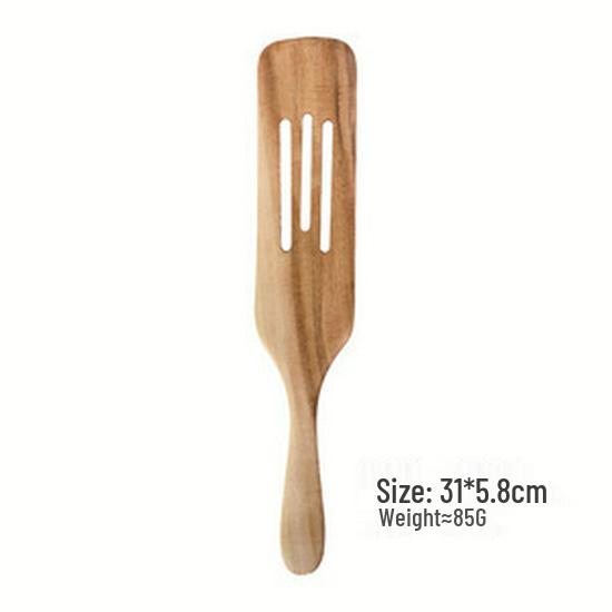 Non-Stick Pan Special: Teak & Acacia Wood Spatula, Stir-Fry Set, Salad Fork & Slotted Spoon