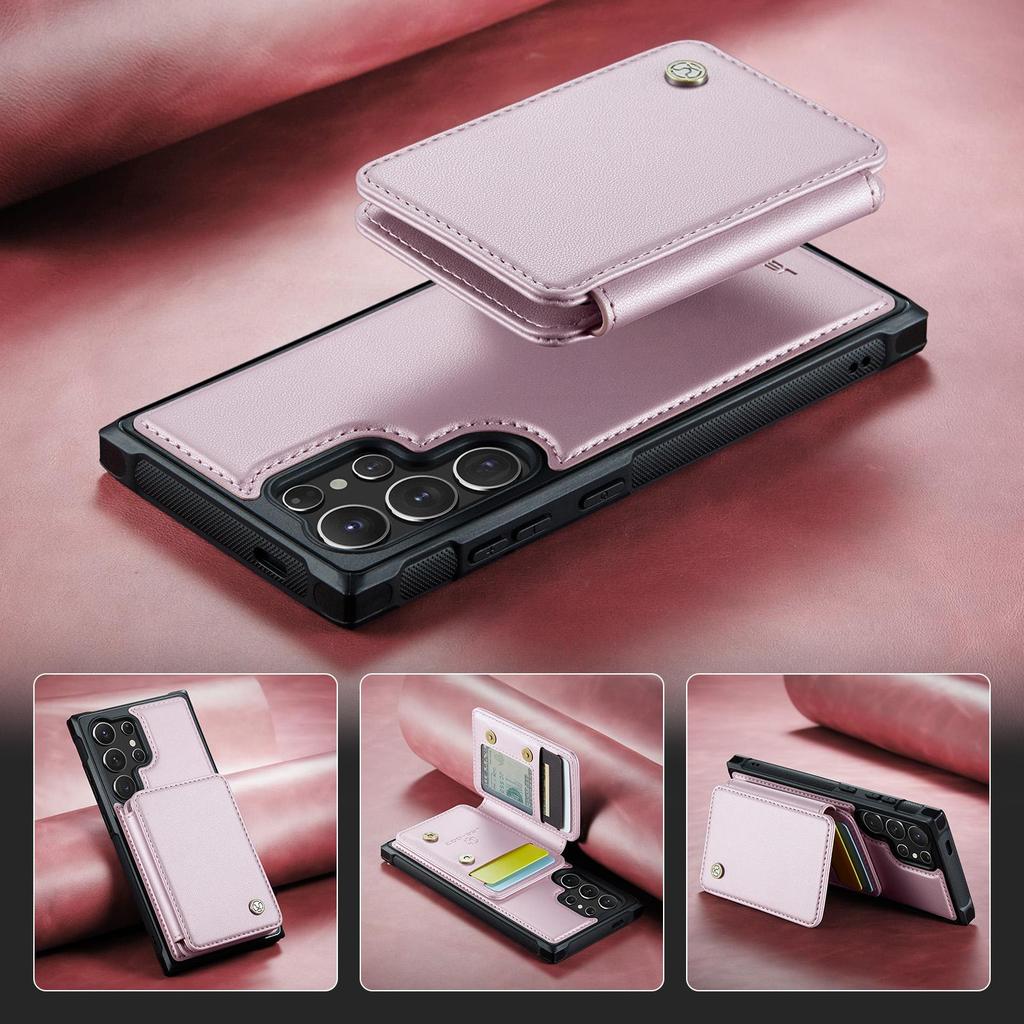 JEEHOOD-J05 for Samsung Galaxy S26 Ultra S25 S24 Plus FE Removable 2-in-1 Separable Flip Wallet Premium PU Leather Case Card Holder Phone Back Cover