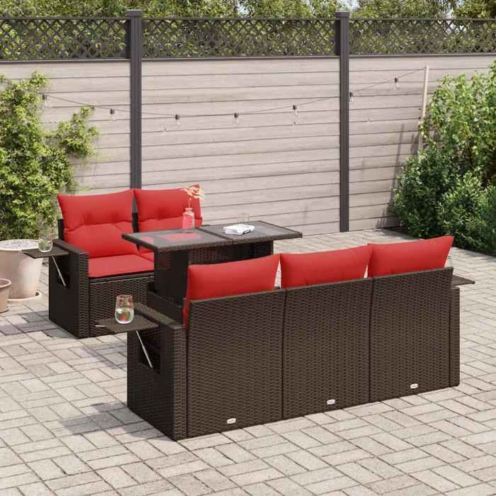 VidaXL Garden Lounge Set with Cushions 6 Pcs Brown Braided Resin Acacia 3326415