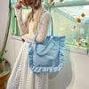 Vintage Women Tote Bags French Style Ruffles Elegant Sac A Main Femme Large Capacity Light Thin Shoulder Bolso Mujer Handbags