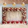 Bannière de fond de mariage sur le thème des fleurs de roses rouges et blanches, décoration de mariée sans électricité, pour l'intérieur et l'extérieur
