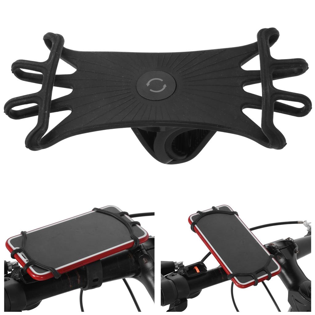 Universal Bicycle Phone Holder Stand Stretchable Silicone Strap 360 Degrees Rotating