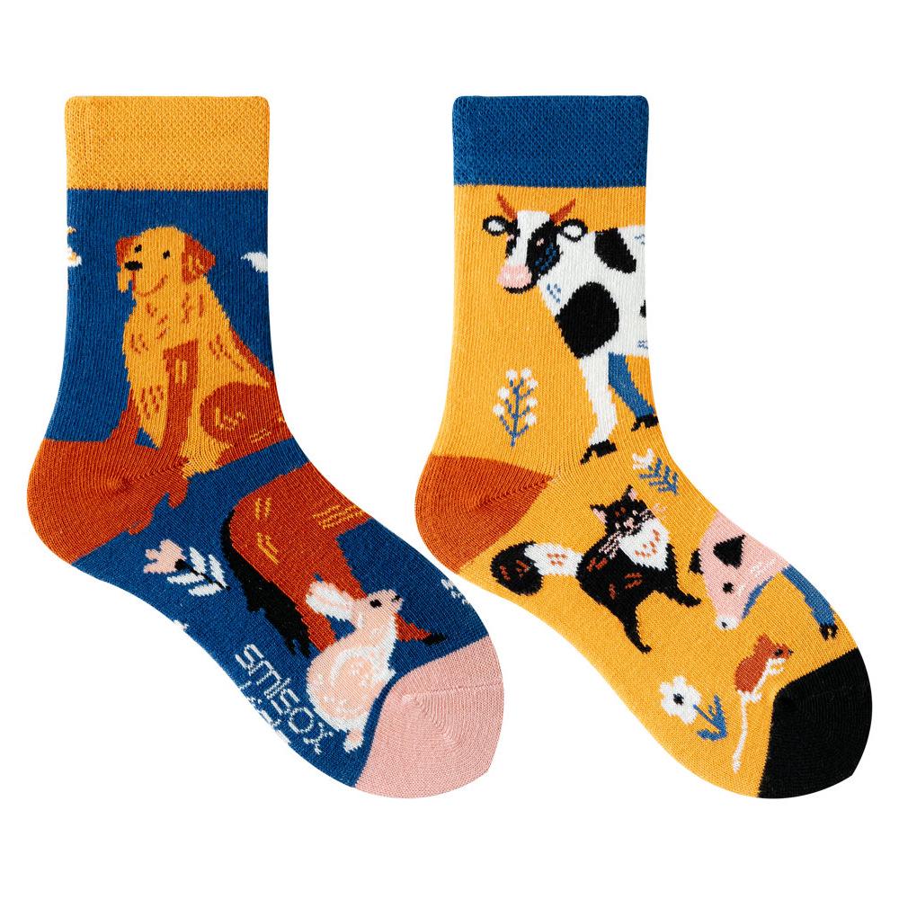 Children's Asymmetrical Cartoon Mid-Calf Socks - Colorful Parent-Child Style, Trendy Fashion for Kids
