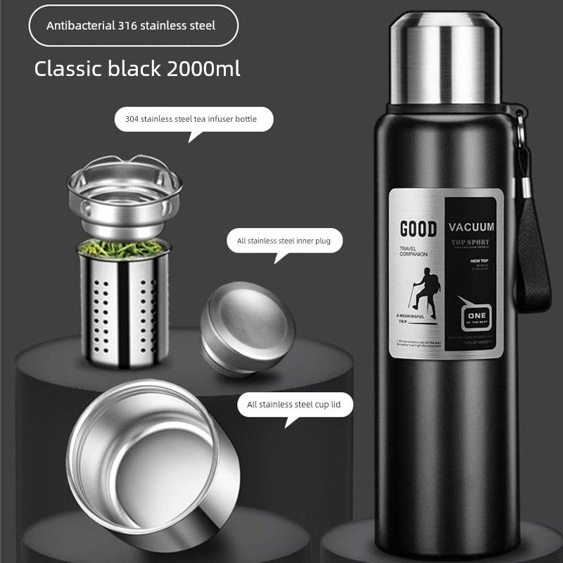 316 Stainless Steel Inner Tank Vacuum All-Steel Thermos Pot for Men's Outdoor Travel and Mountaineering Large-Capacity Thermos Cup