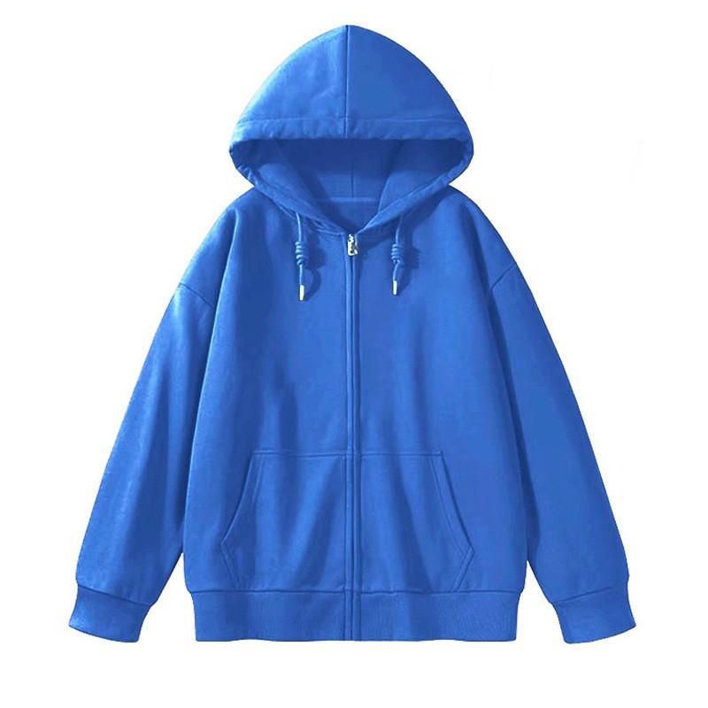 Womens Oversized Long Sleeve Hooded Zip-Up Top Loose Fit Mid-Length Casual T-Shirt In Milk Silk Fabric