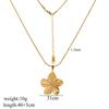 Vintage Stainless Steel Flower Pendant Necklace for Women Gold Plated Floral Metal Snake Chain Necklace Aesthetic Jewelry Gifts