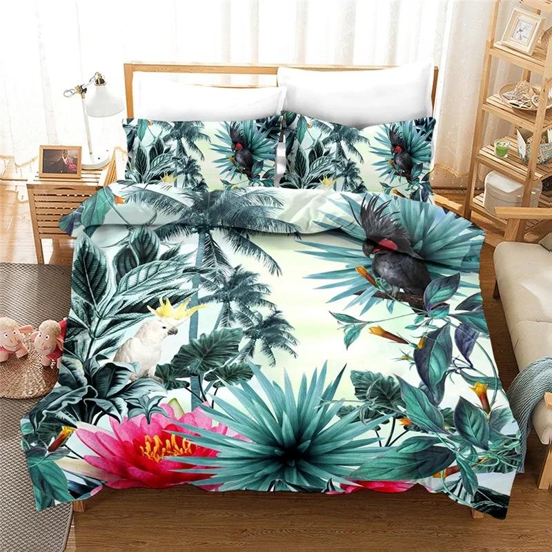 Comforter 100% High Quality S Tropical Rainforest Flowers Bedding Set Eu Double 200X200 Cm Queen King Bed Sets