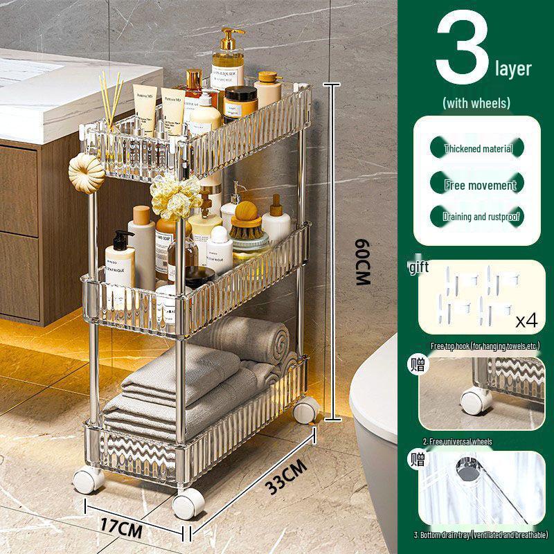 Compact Multi-Layer Mobile Storage Rack for Kitchen, Bedroom, or Bathroom