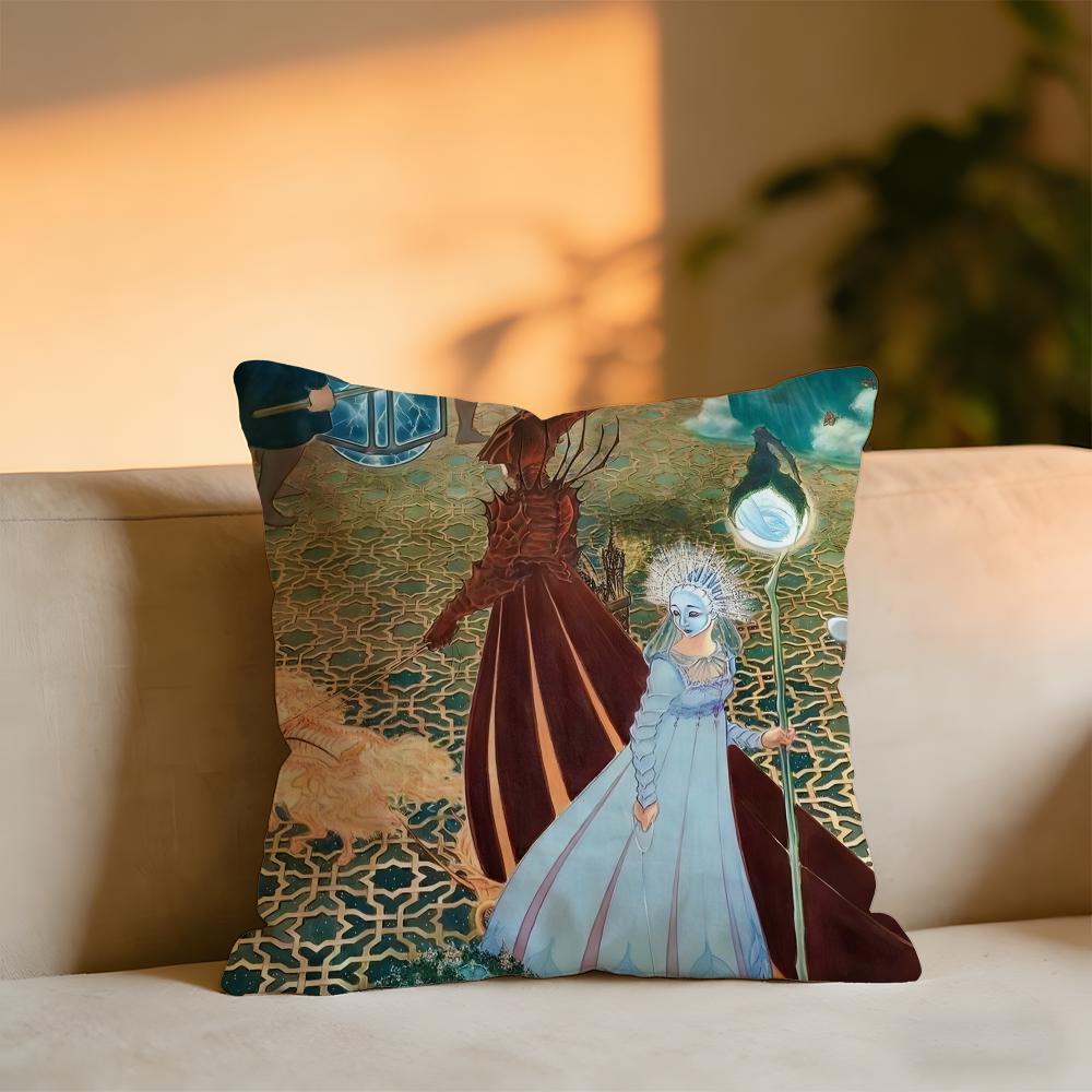 Elves Danish Illustrator Malene Reynolds Laugesen Cushion Cover Cozy Velvet Throw PillowSoft Warm Cushion For Sofa  Bed