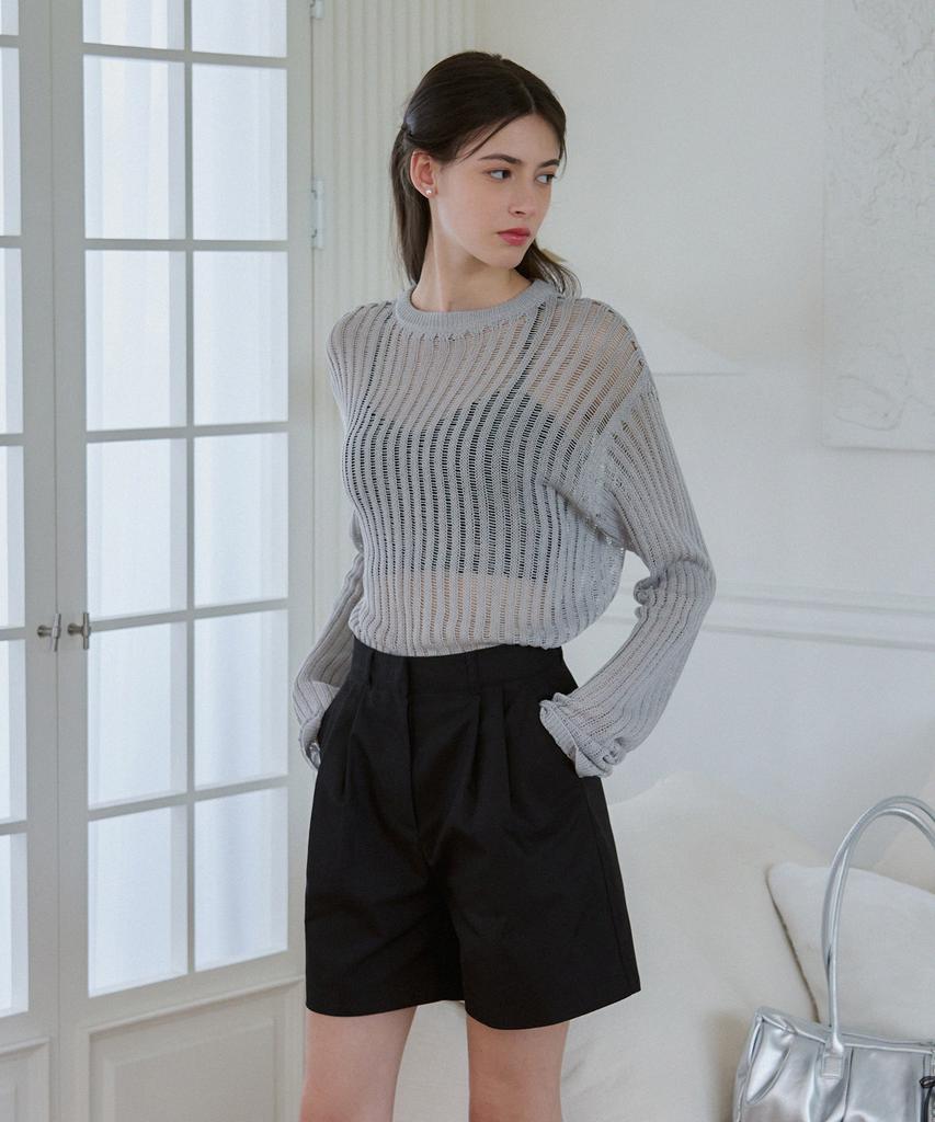 Deuloupisumeon Linen Sheer Loose Fit Knit [Silver]