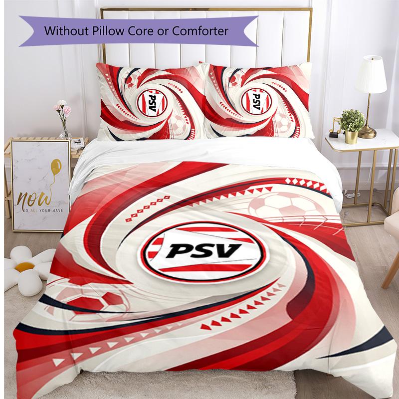 PSV Eindhoven FC Printed 3PCS Bedding Set Breathable Duvet Cover with Pillowcases Decorative Bed Linen for Bedroom Home