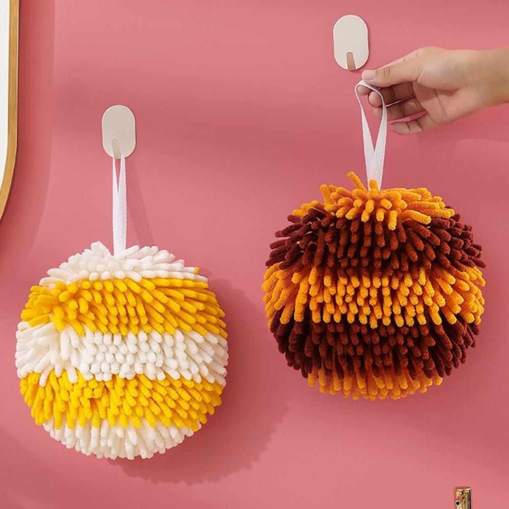 Soft Absorbent Hanging Hand Towel Quick Dry Microfiber Towels Comfortable Chenille Hand Ball  Home