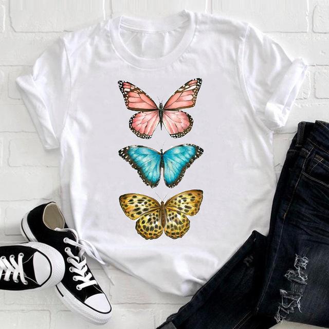 Casual Flowers Forest Graphic Women's T-Shirt Summer Blouse Loose 90S Short Sleeve O-Neck Tees Ladies White Tops Female Clothing