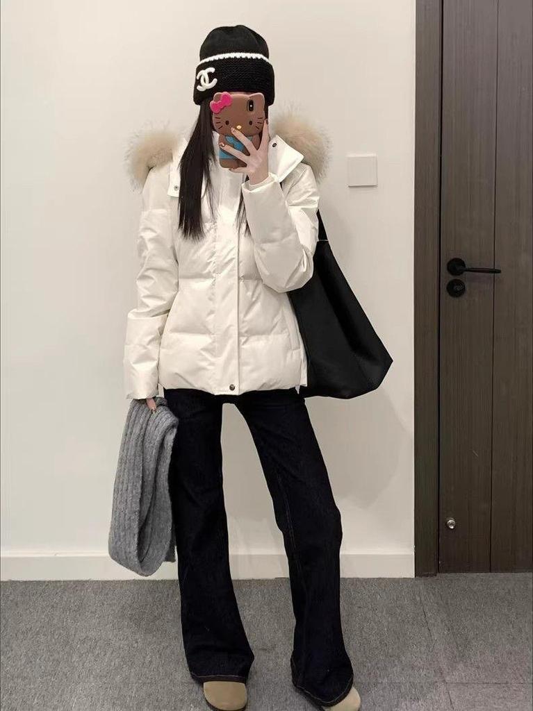 2026 Women's Slimming Hooded Cotton Jacket with Fur Collar - Winter Fit, Thickened, Petite Outerwear