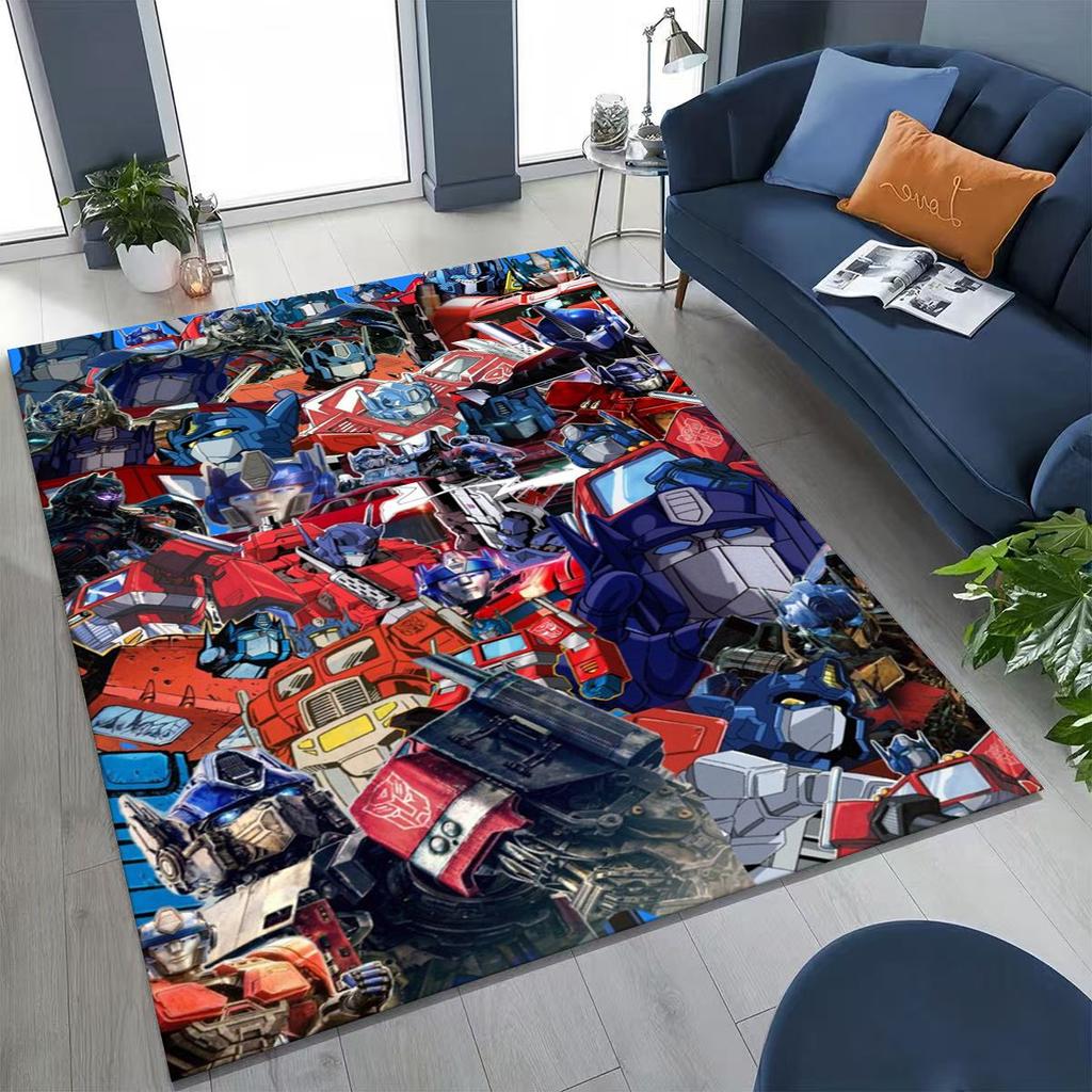 Cartoon T-Transformers Autobots Optimus Prime Rug for Bedroom Living Room Sofa Home Doormat Decor, Large Kids Non-slip Floor Mat