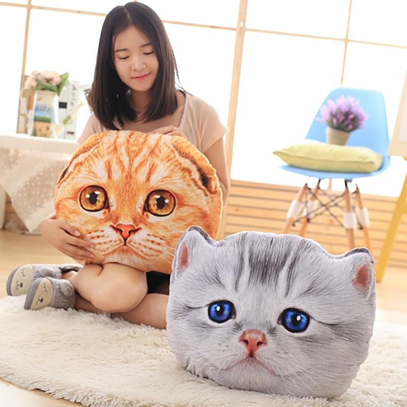 Scottish Fold Cat Plush Pillow Stuffed Soft Cartoon Animal Seat Cushion Back Support Plushie Sofa Chair Indoor Decor Gift