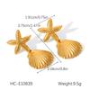 18K Gold Shell Starfish Earrings - European & American Ocean Style, Versatile Colorfast Stainless Steel