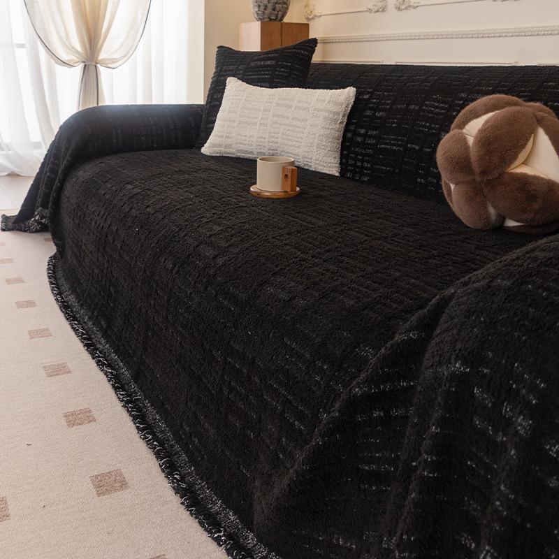 Half fleece autumn and winter high-density sofa towel simple non-slip full cover one piece sofa cover