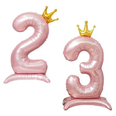 42 Inch Digital Balloon Aluminum Foil Girls Birthday Favor Jumbo Number Balloon Wedding Party Ballons Pink Crown Balloons