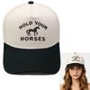 HOLD YOUR HORSES Truck Driver Hat Horse Embroidery Retro Color Matching Baseball Cap Men's and Women's Casual
