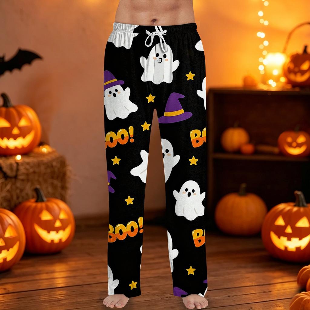 Men's Halloween Print Drawstring Lounge Pants Casual Sleepwear Soft Comfortable Fit Relaxed Style