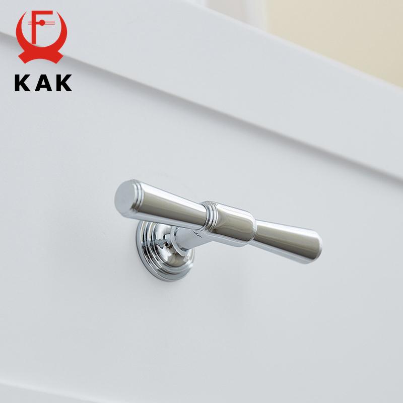 KAK Bright Chrome Kitchen Handles for Cabinets Zinc Alloy Silver Furniture Handles for Cabinets and Drawers Door Hardware