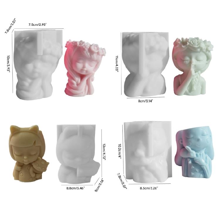 3D Teenager Girl Planter Silicone Mold Candle Candy Decorating Tool Household