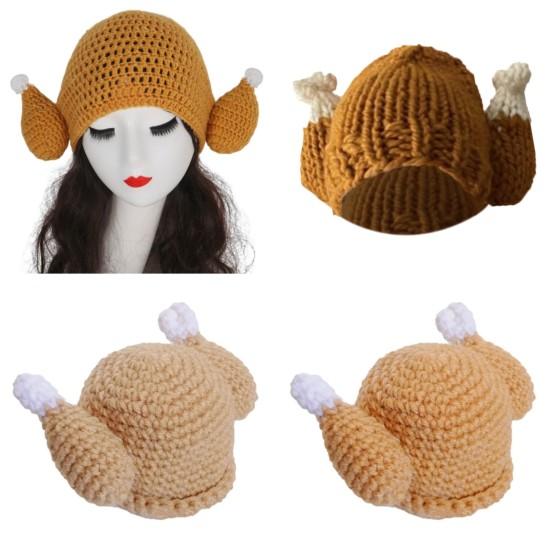 Chicken Leg Hat Highly Elastic Knitted Windproof Thermal Cap for Winter Fun