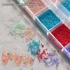 12 Grids/Box 3D Nail Art Charms Mix Round Colorful Pearls Beads Jewelry Manicure Craft Rhinestones Accessories For Decoration