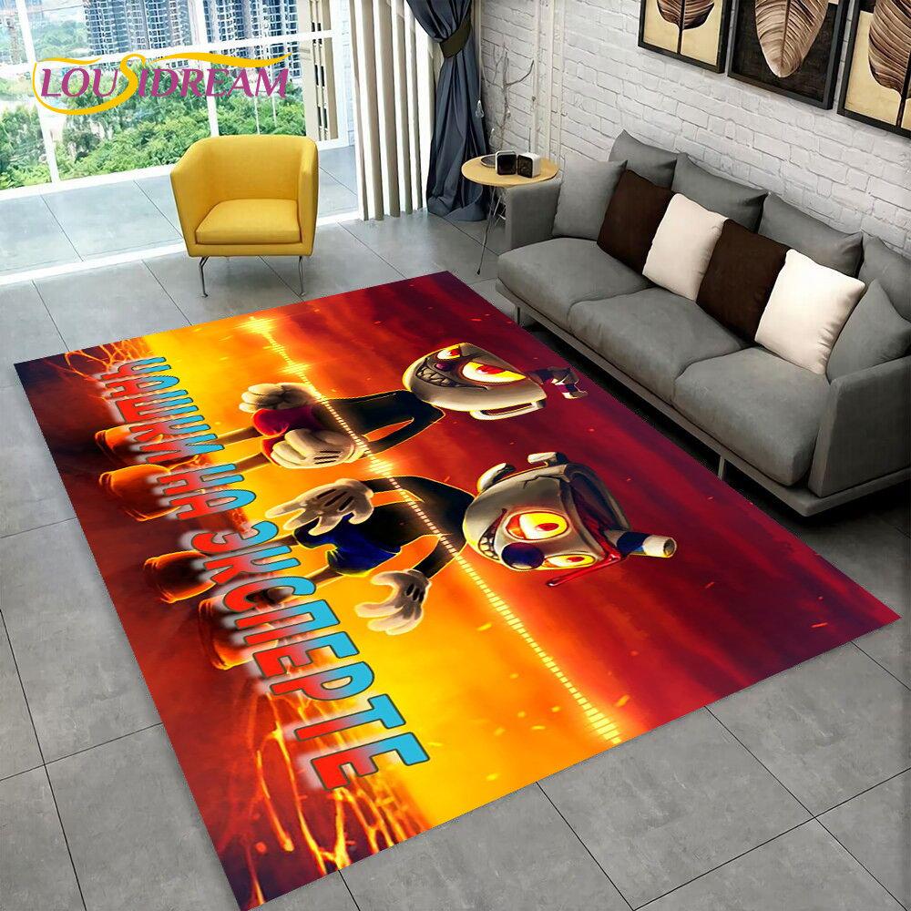 Juego, Cuphead y Mugman, alfombra para área de jugador, alfombra para sala de estar, dormitorio, decoración de felpudo para sofá, alfombra antideslizante para juegos de niños