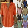 Women's Fashion Casual Solid Color Print 1/2 Sleeves POLO Neck Blouses & Shirts
