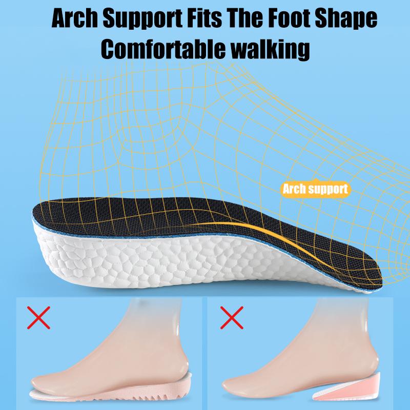 Height Increase Insoles for Men Women Shoes Flat Feet Arch Support Orthopedic Insoles Sneakers Heel Lift Memory Foam Shoe Pads