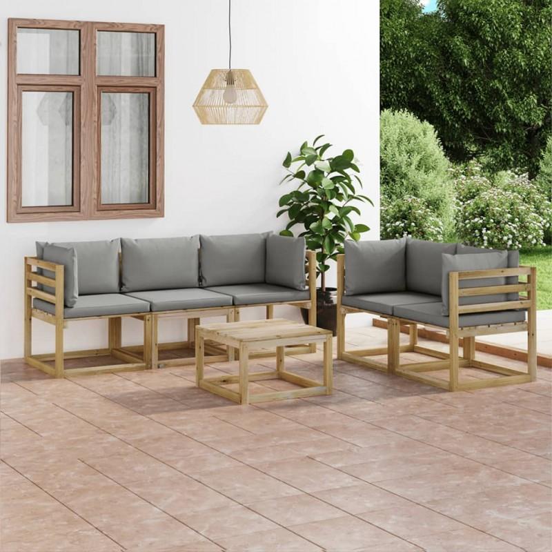 Day and Night - Day and Night Garden Furniture Set 6 Pieces with Gray Cushions